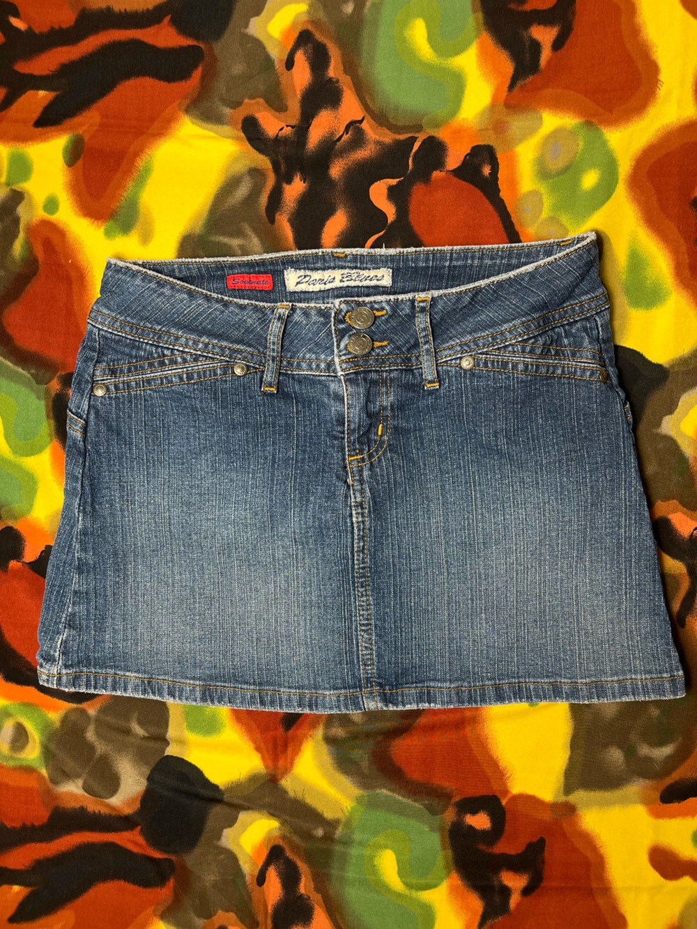 Y2K Paris Blues denim mini skirt with grunge vibe size 3